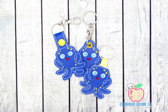 Charming Cute Octopus ITH Keyfob for Apparel