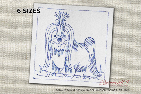 Charming Shih Tzu Dog Redwork for Gifts