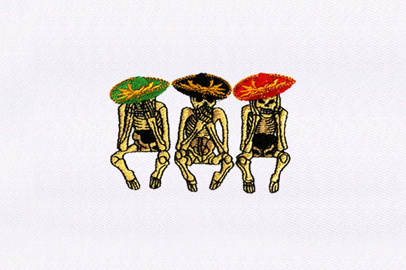 Charming Three Wise Skeletons Embroidery