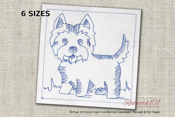 Charming West Highland White Terrier Dog Redwork