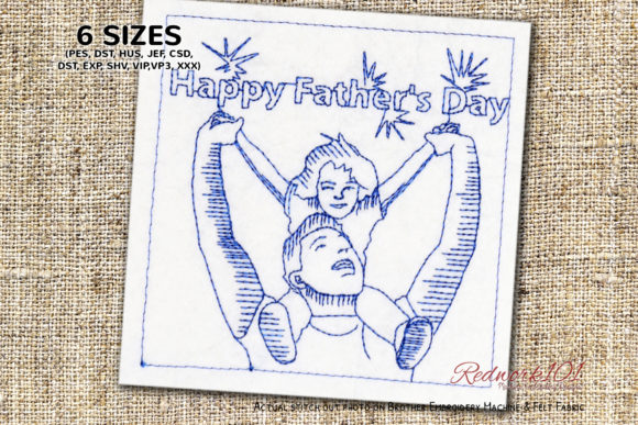 Girl Father Day Redwork: A Charming Embroidery Design