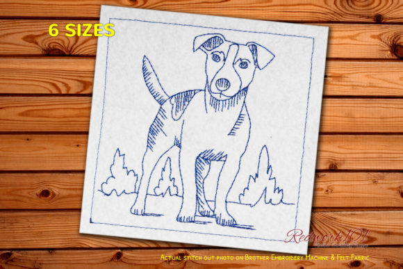 Jack Russell Terrier Redwork: A Festive Embroidery Gem
