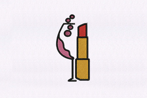 Lipstick Cocktail: A Charming Embroidery Design