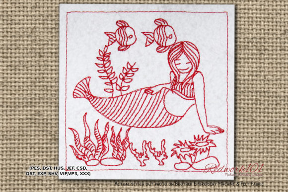 Mermaid with Fishes Lineart Design Review