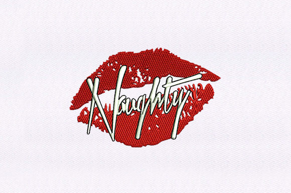 Naughty Red Lips: A Bold Embroidery Design