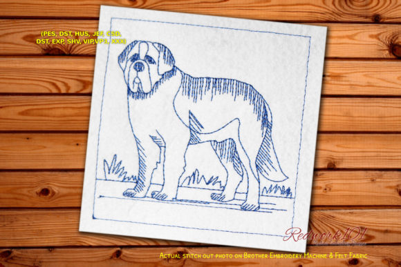 St. Bernard Dog Lineart: A Premium Embroidery Design