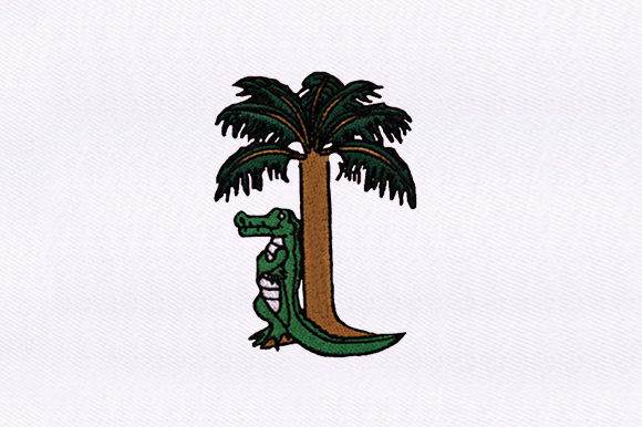 Tree and Alligator Design: A Unique Embroidery Gem