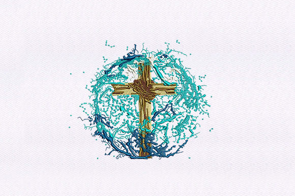 Water Splashing Cross: A Versatile Embroidery Design